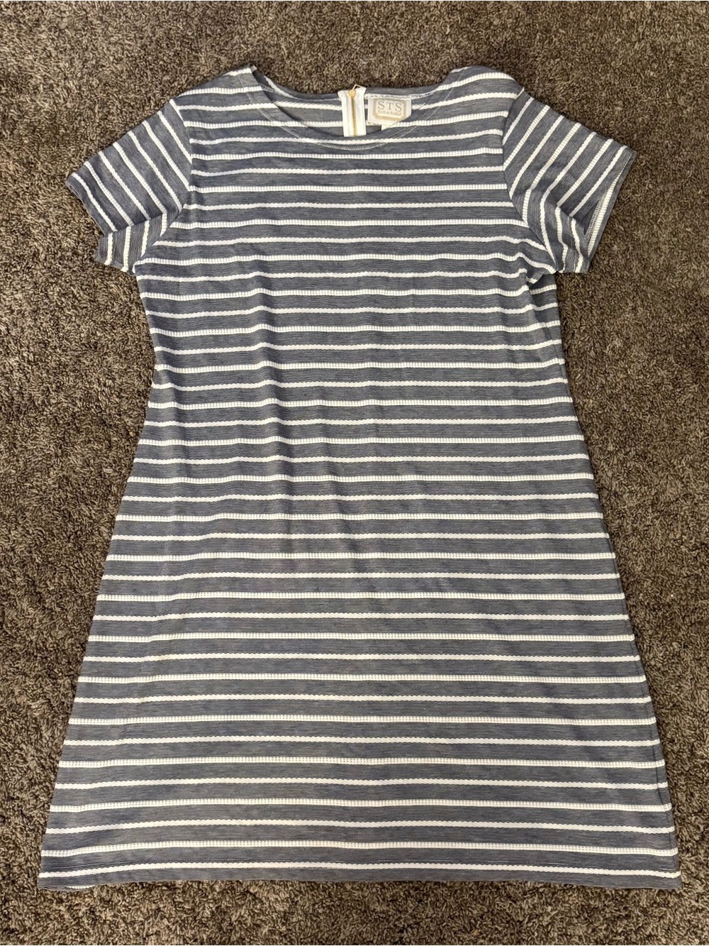 Sail to Sable Navy & White Striped Short Sleeve Shift Dress